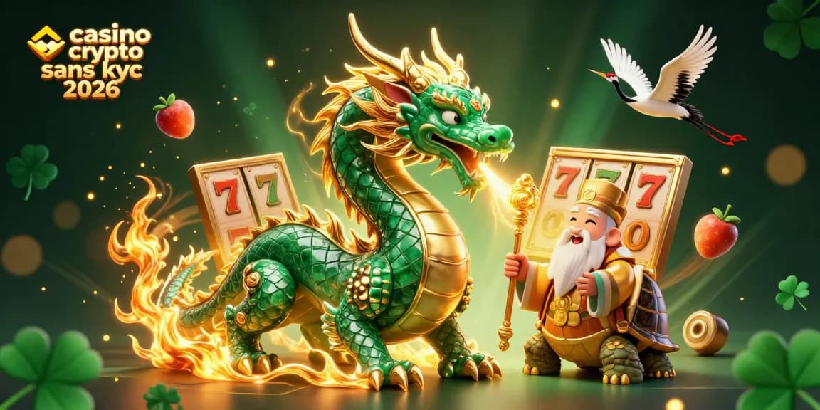 Jouez à des jeux dans un casino crypto sans KYC 2026, avec dragon et tortue sagesse.