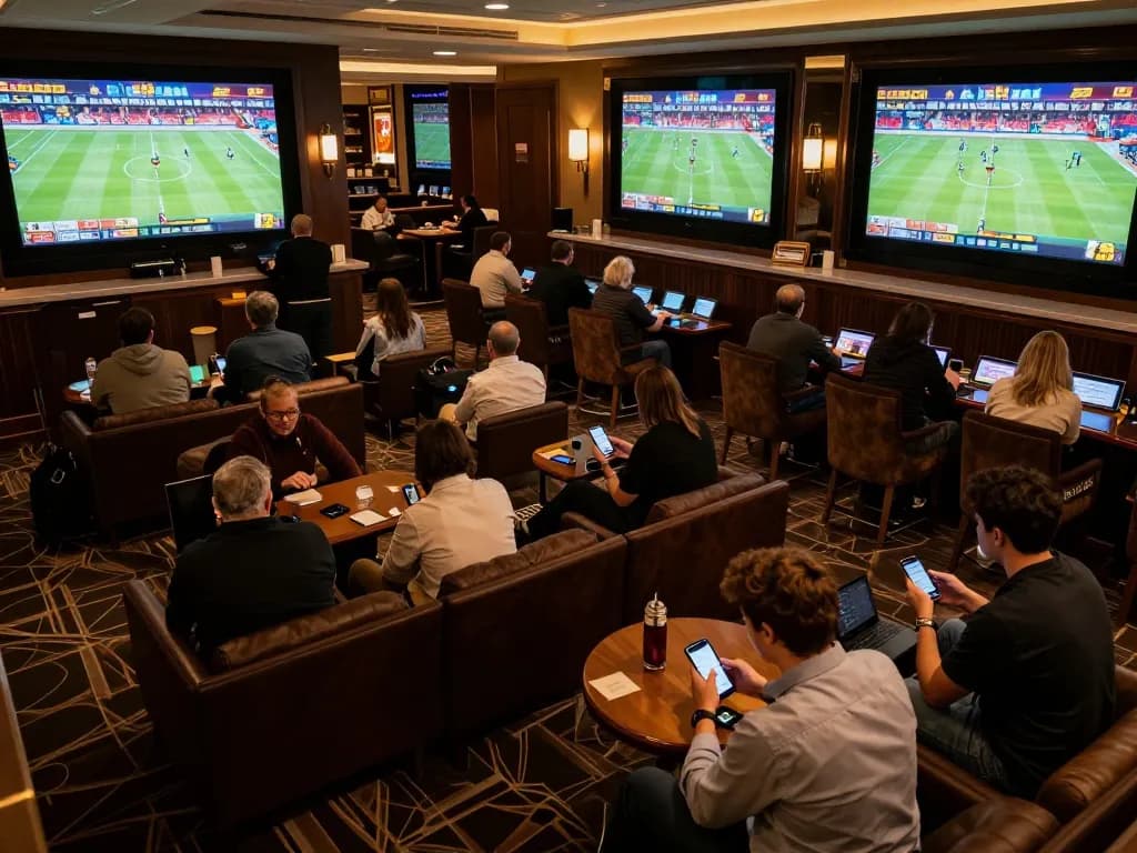 Betting excitement at LV88 with patrons engaging in live sports wagering and using mobile apps