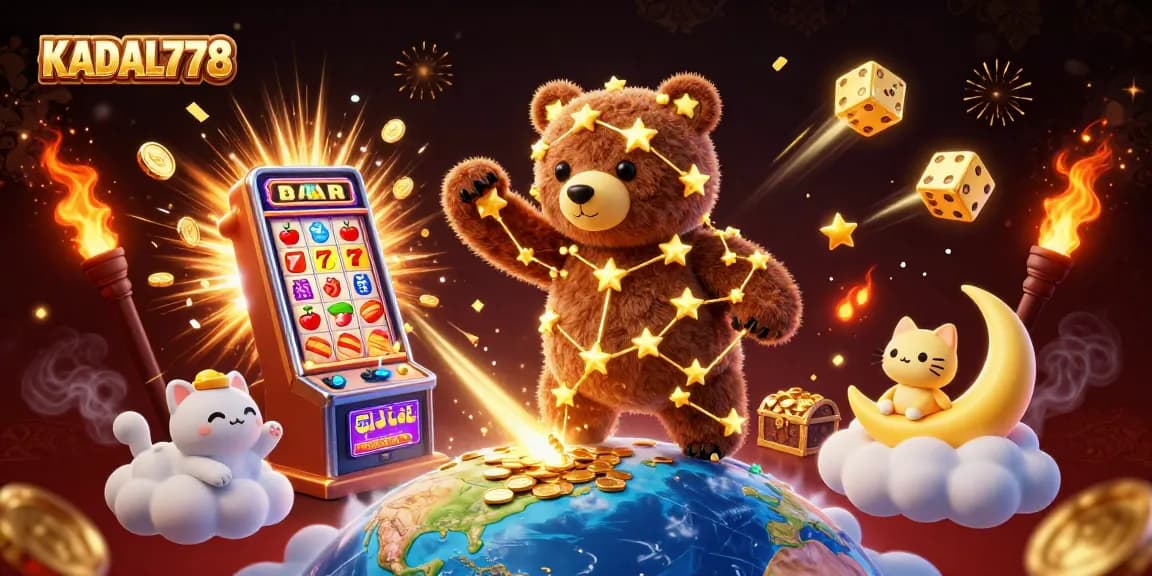KADAL778 captures the excitement of online slots with vibrant characters and dynamic casino elements.