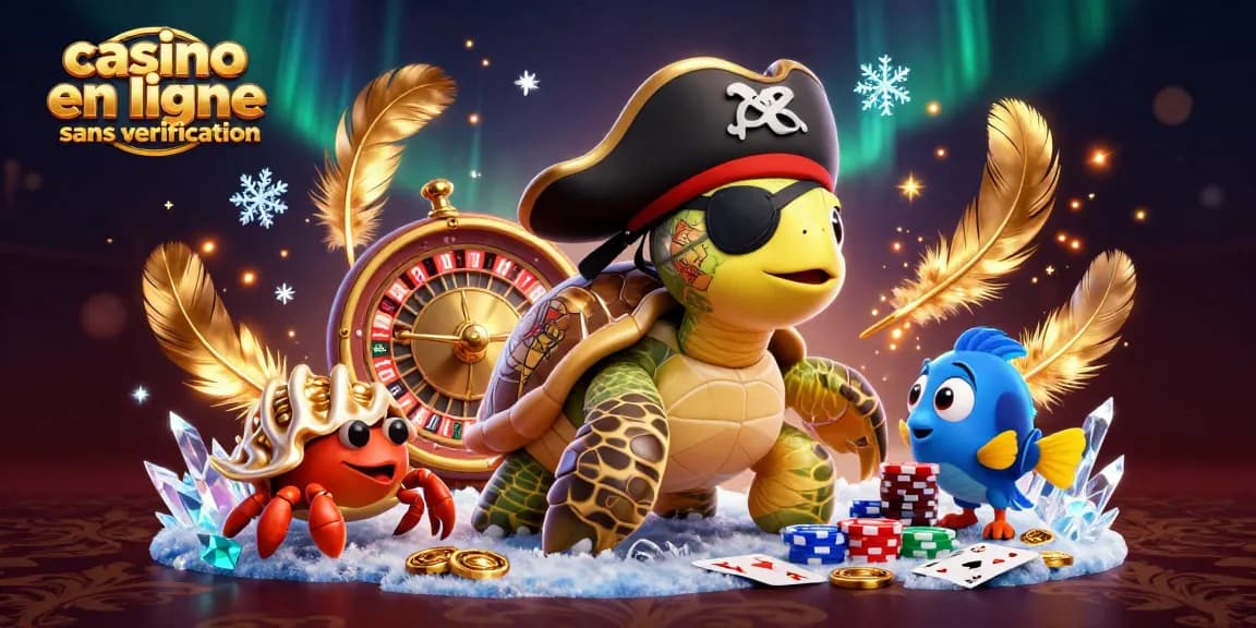 Jouez dans un casino en ligne sans vérification avec des personnages animés au milieu d'une scène de jeu vibrant.