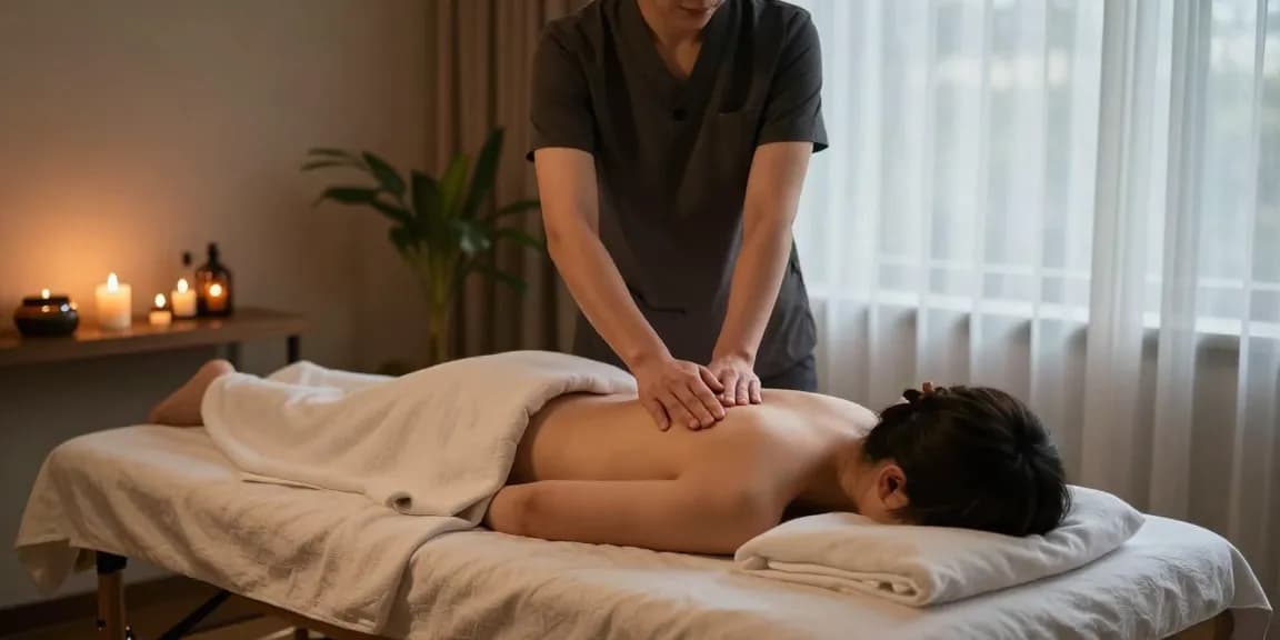 마사지 세션 중인 고객과 전문가의 조화로운 장면