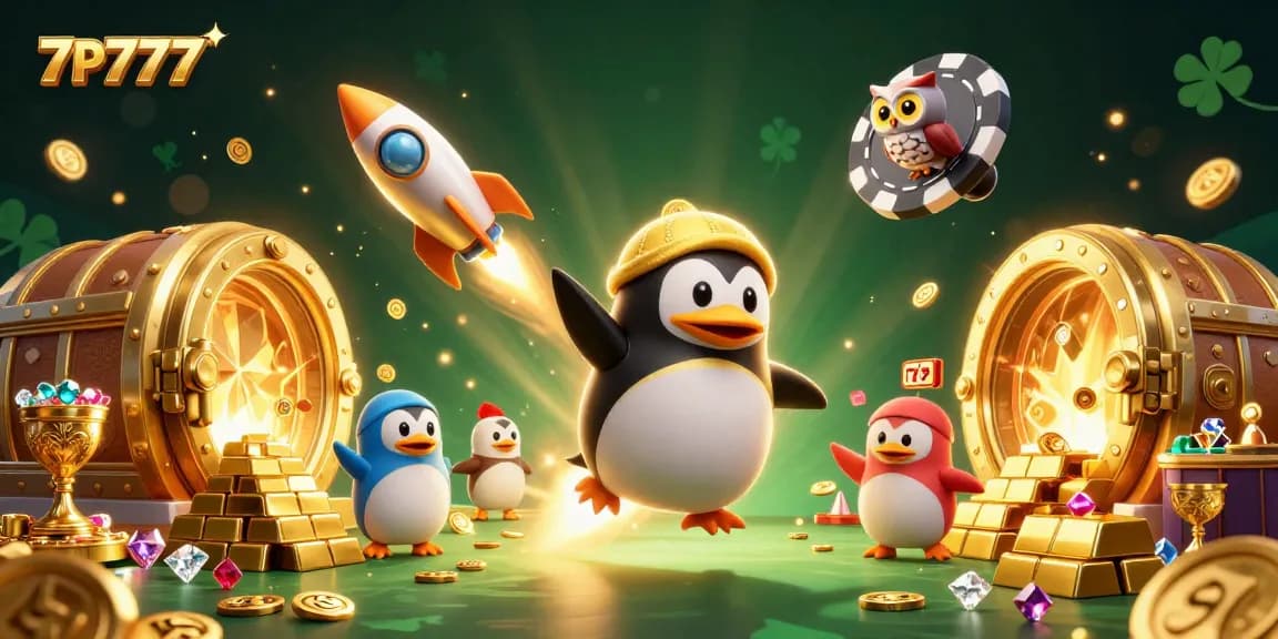 Experience the thrill of winning at 7P777 with slots and treasure in this dynamic casino scene.
