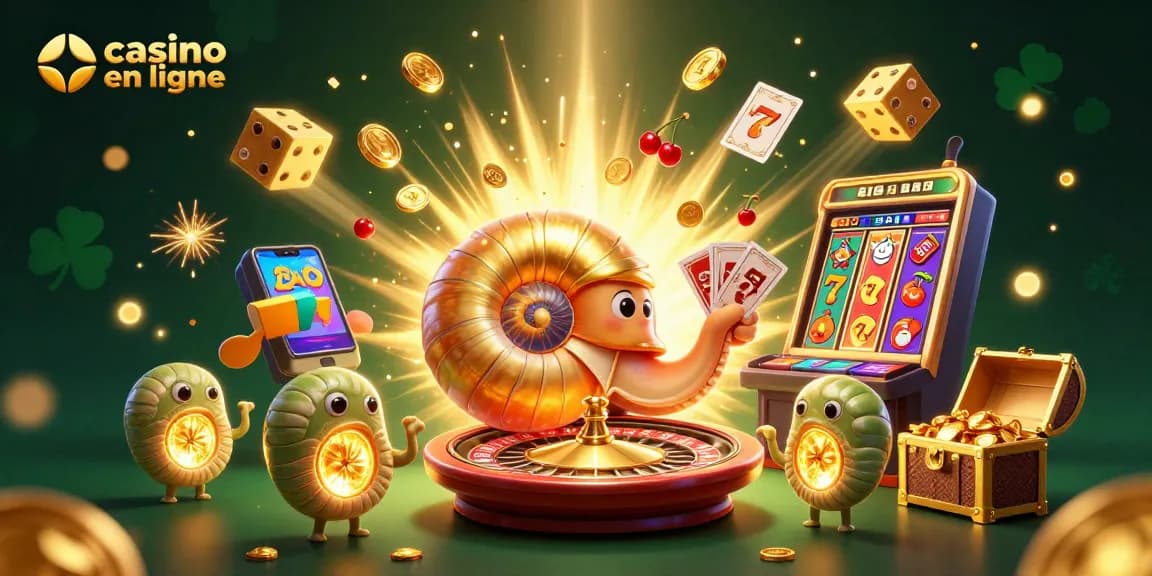 Vivez l'expérience du casino en ligne avec un nautilus géant, machine à sous et explosion de jackpot.
