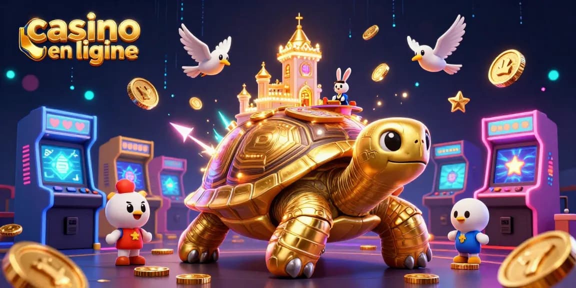 Jouer dans un casino en ligne avec une tortue dorée et un croupier lapin