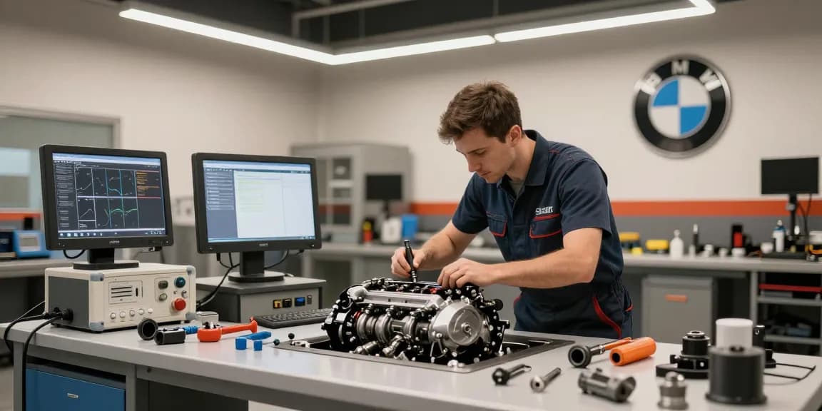 Professionelle Reparatur in der BMW Werkstatt Hannover mit erfahrenem Mechaniker und modernem Equipment.