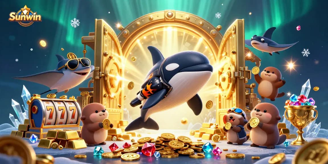 Experience thrilling wins at Sunwin with a vivid underwater casino scene packed with exciting games and treasures.