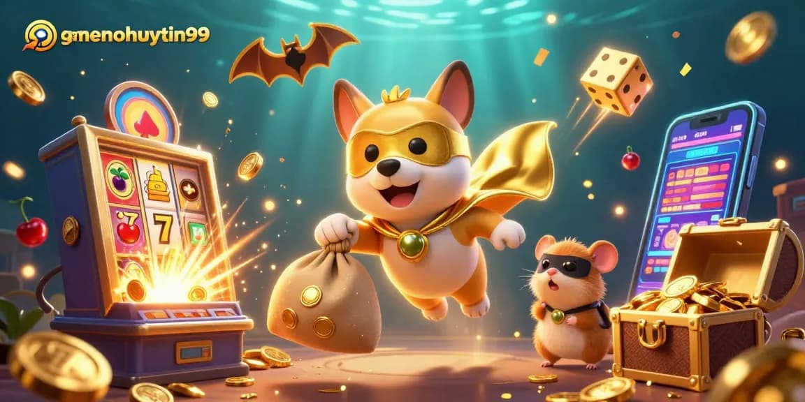 Experience gamenohuuytin99 with a heroic dog and hamster in a casino-themed adventure.