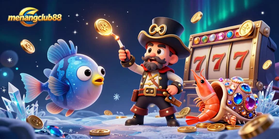Experience the thrill of menangclub88 slots with vibrant underwater characters and golden coin treasures.