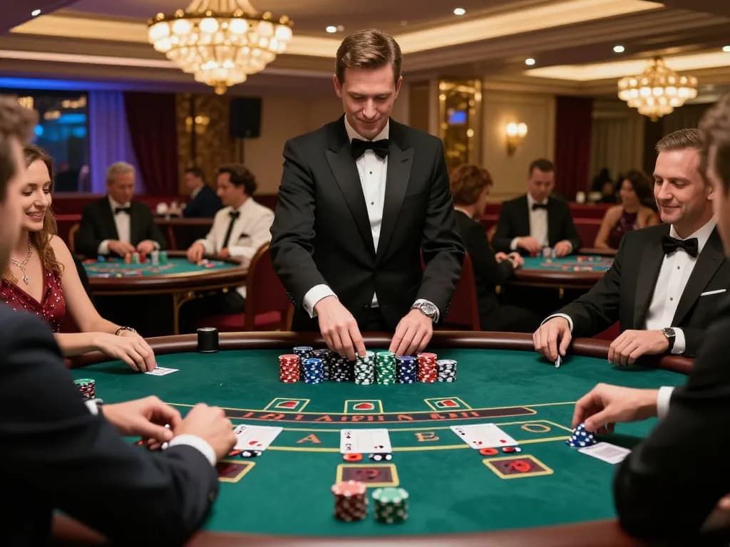 Experience winning at okwin's blackjack table with excited players and a professional dealer.