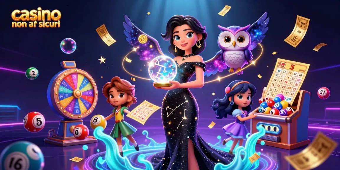 Interagisci con casinò non aams sicuri attraverso un'illustrazione 3D vivace che mostra elementi di gioco emozionanti.