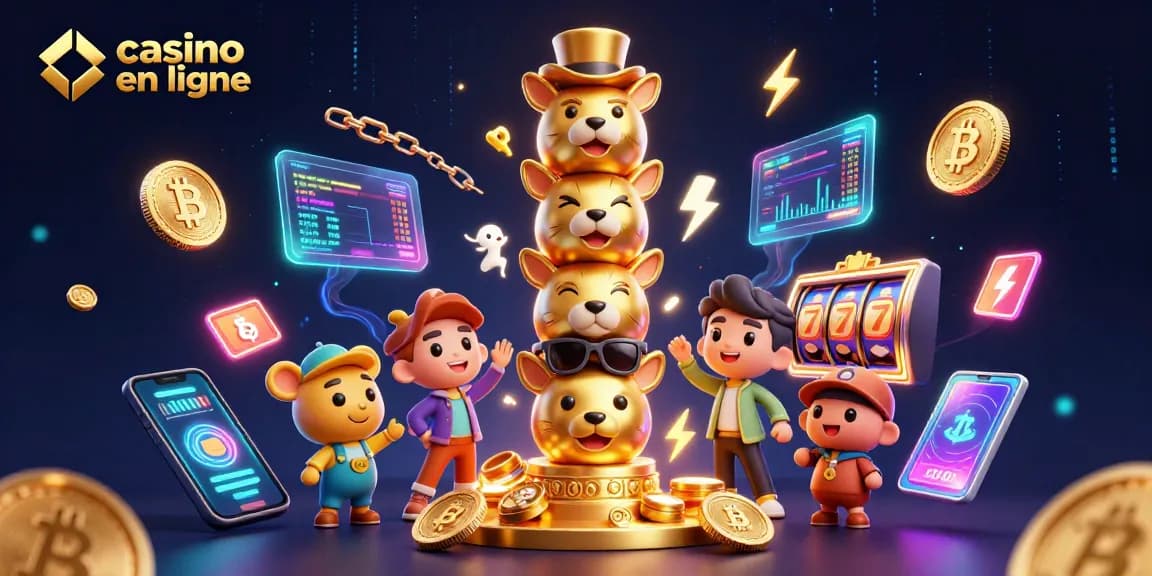 Plongez dans l'univers du casino en ligne avec ce totem magique et des pièces de crypto-monnaies.