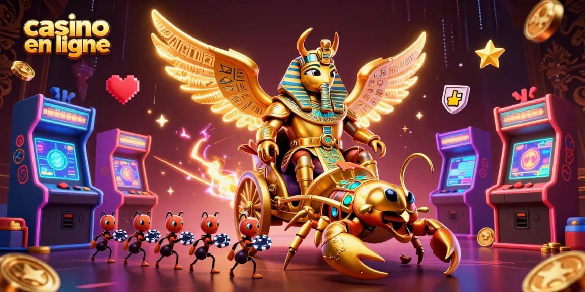 Casino en ligne : Illustrez votre aventure avec un scarabée doré colossal et des scorpions précieuses.