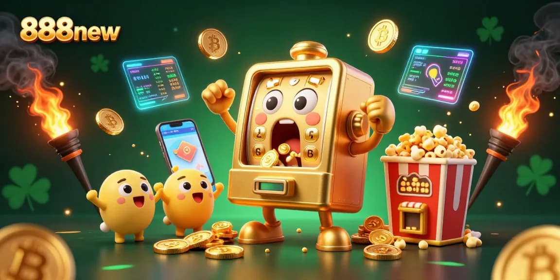 Hit the jackpot with 888new's thrilling slot games featuring golden coins and vibrant visuals.
