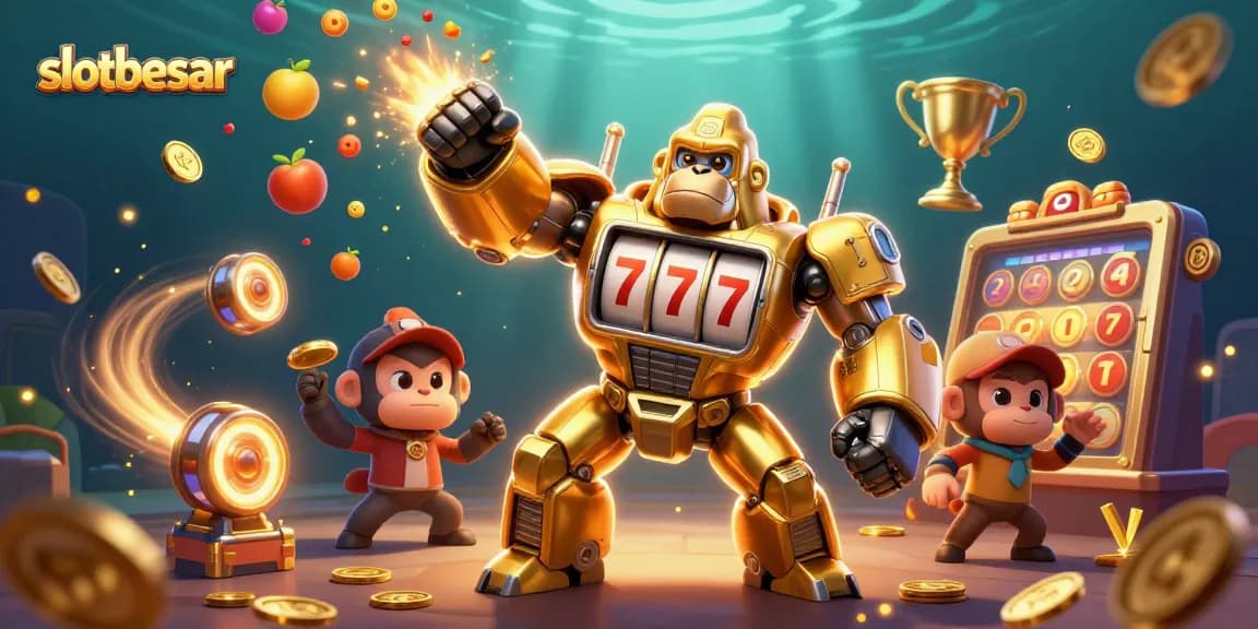 Experience slotbesar excitement with a dynamic 3D gorilla mech and engaging slot elements.