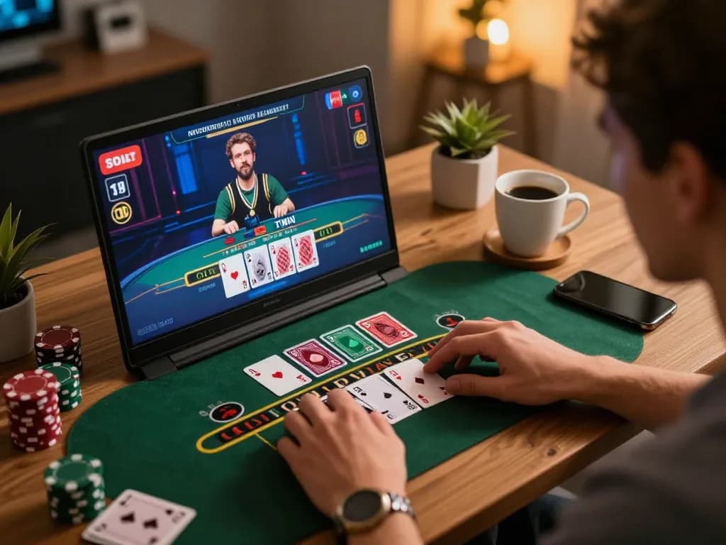 Player strategizing in a live dealer blackjack game on LC88 website, showcasing an engaging online casino experience.