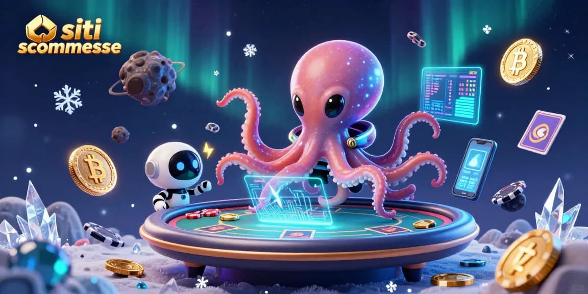 Scommetti con i migliori siti scommesse in un casinò spaziale con un polipo alieno e un robot.