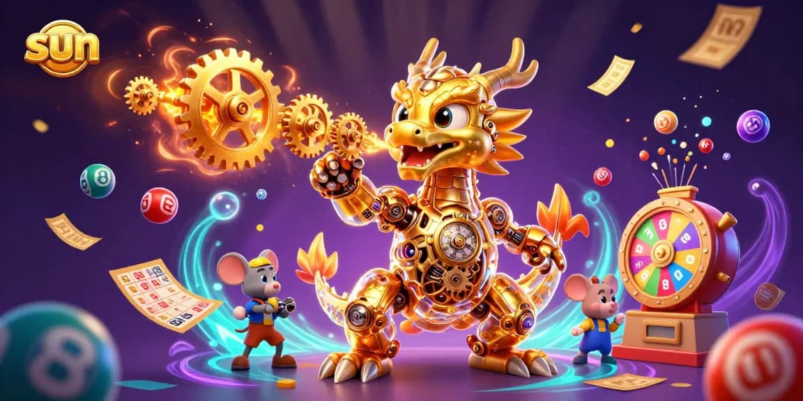 Engage with sun-themed games as the golden dragon breathes gears amidst lottery excitement.