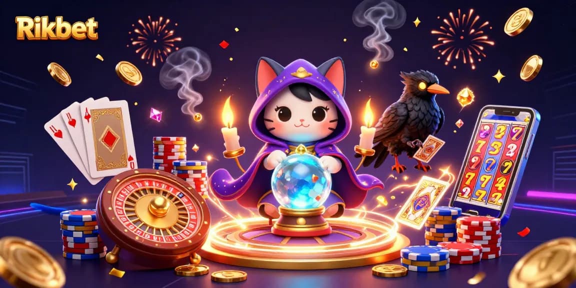 Experience thrilling gameplay at Rikbet with vibrant casino elements in an enchanting 3D scene.