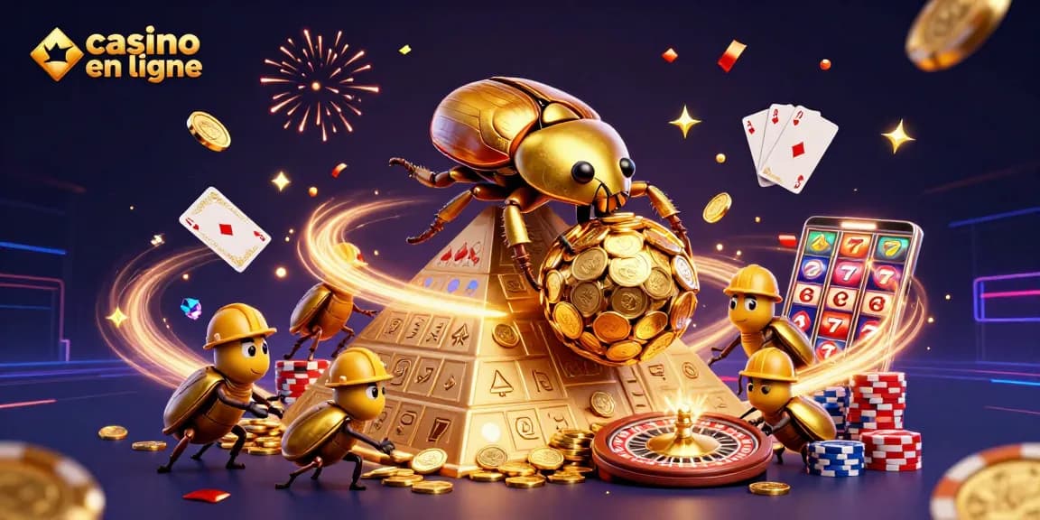 Découvrez un casino en ligne animé par des coccinelles dorées et des jeux captivants, avec des pièces et des jetons étincelants.