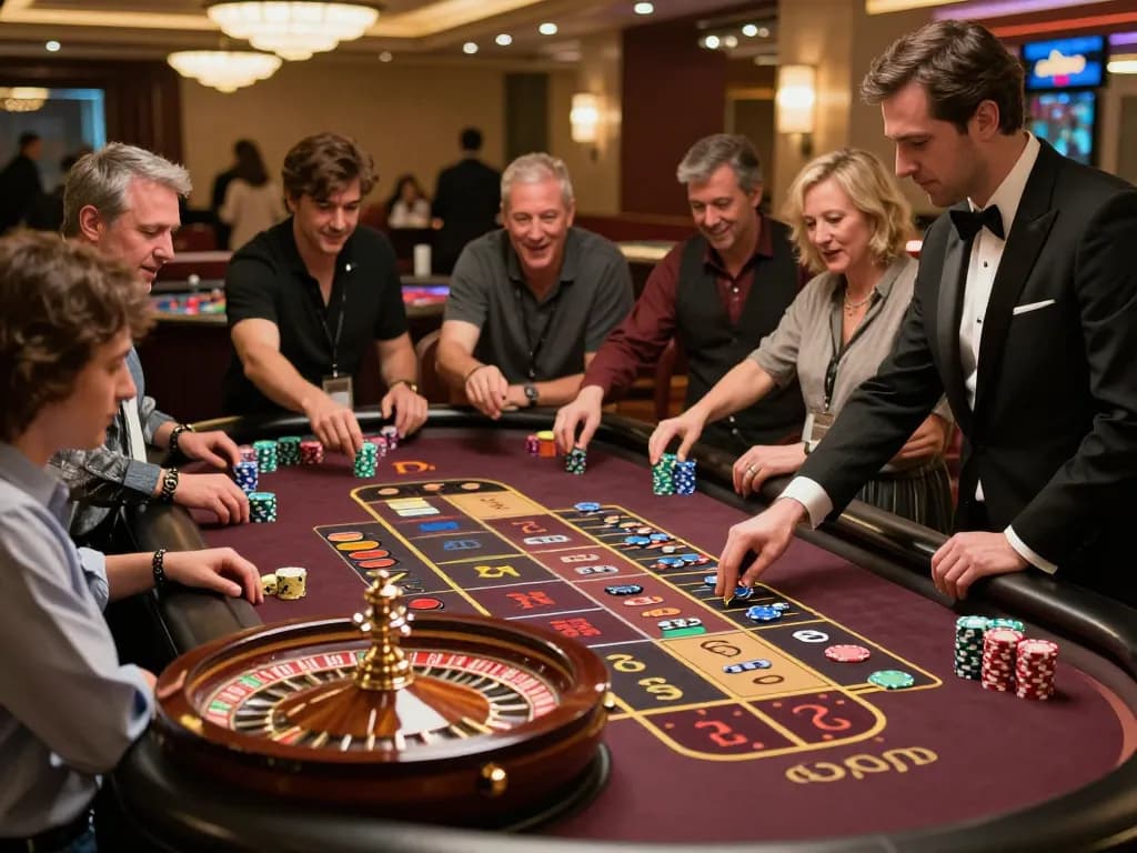 Experience excitement at CM88's roulette table with players intensely engaged in the thrilling game.