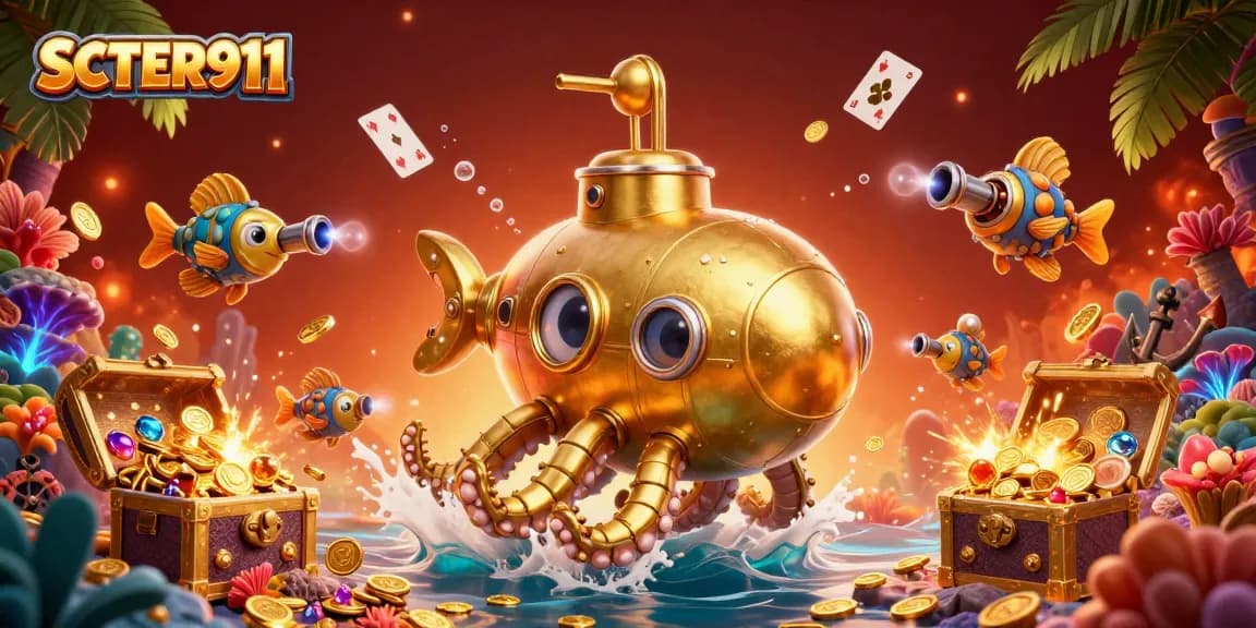 Engage with SCATTER911's thrilling underwater casino adventure amidst golden coins and vibrant treasures.