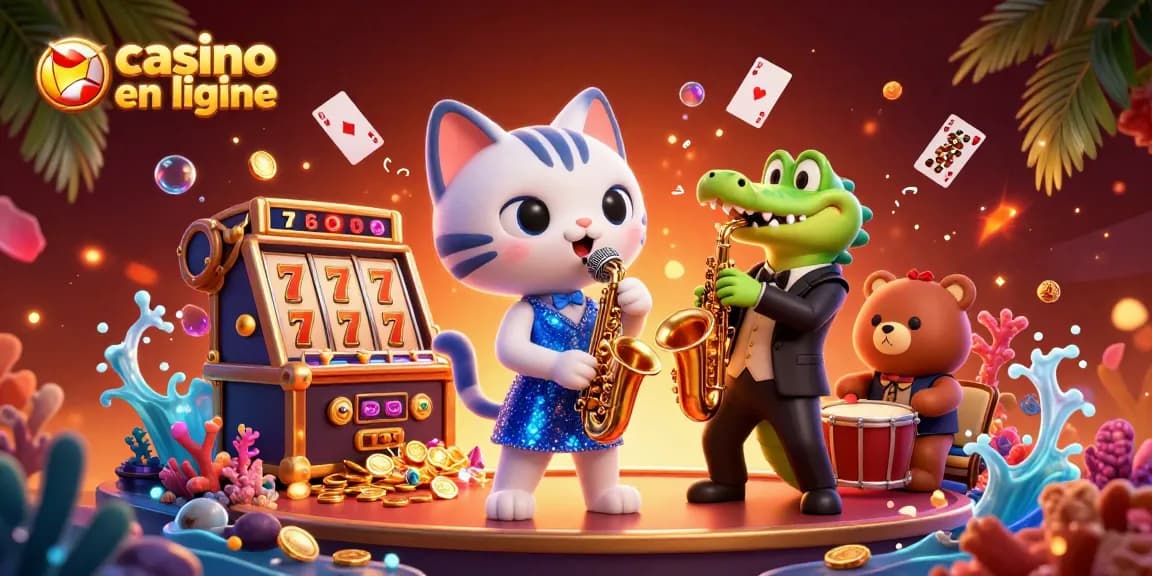 Vibrez avec le casino en ligne dans une scène animée avec nos héros animaliers, jeux et trésors!