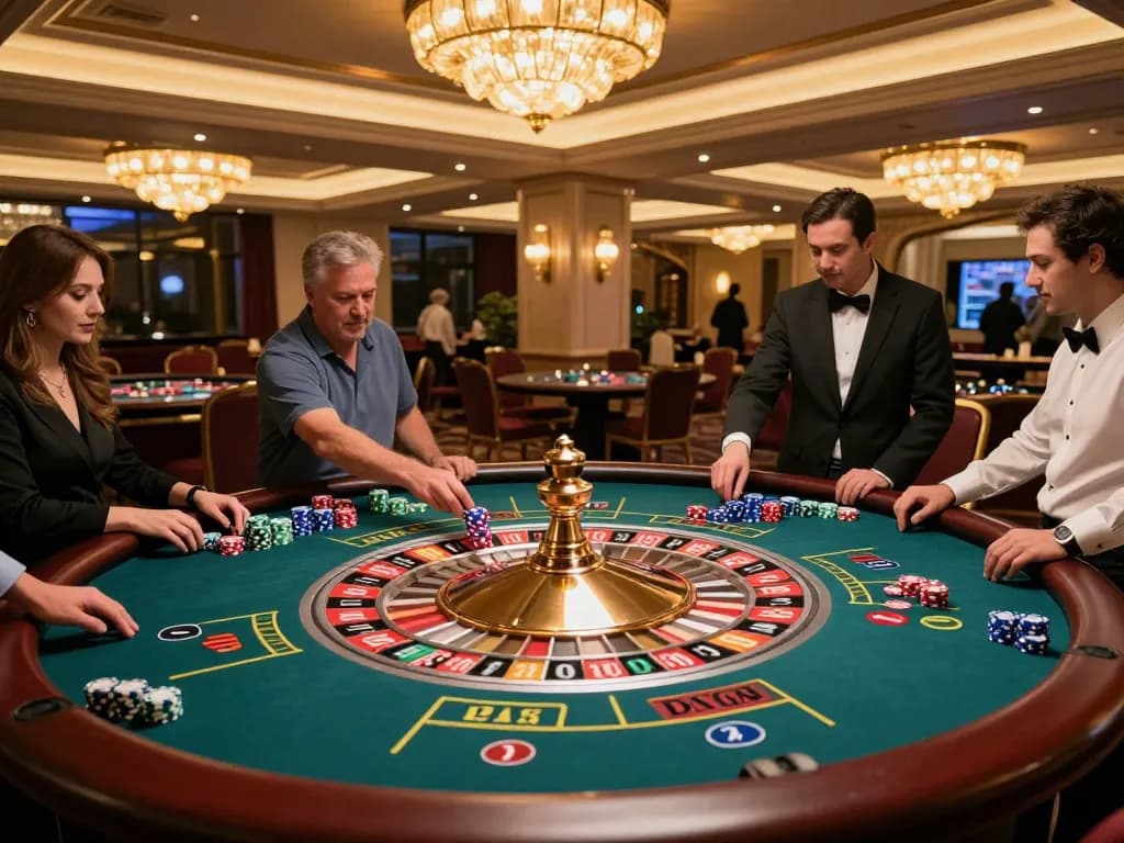 Engaging roulette gameplay at DN88 com, with croupier active and players betting.