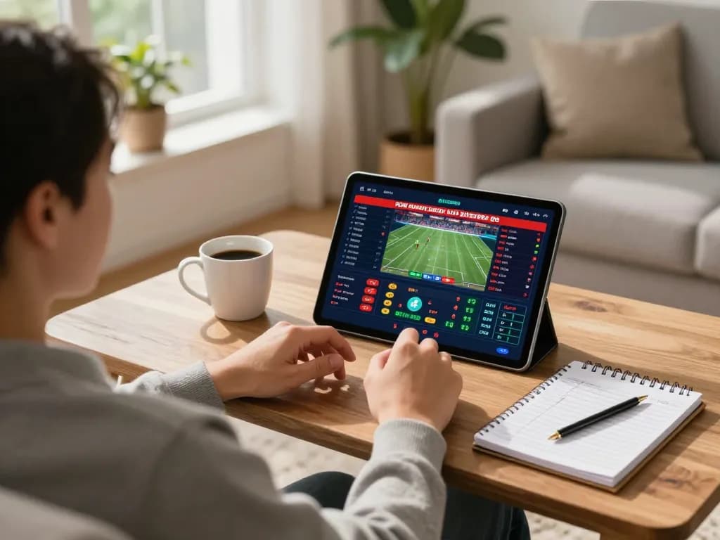 Dive into DH88's online betting experience with a cozy home setup showcasing live betting on a tablet.