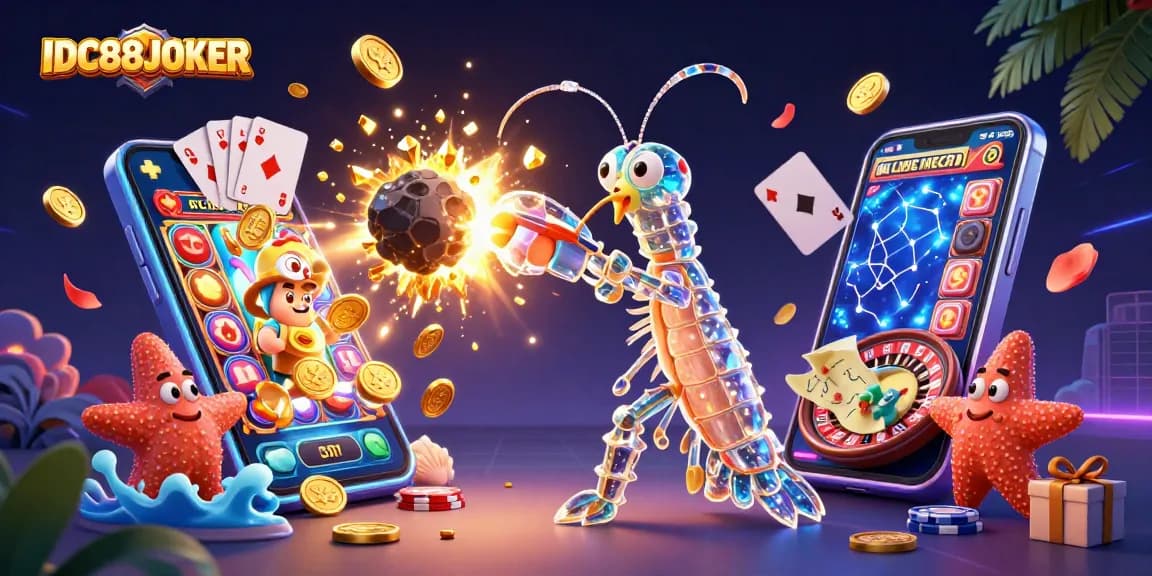 Experience thrilling wins at IDC88JOKER with the exciting galactic gaming scene filled with coins and prizes.