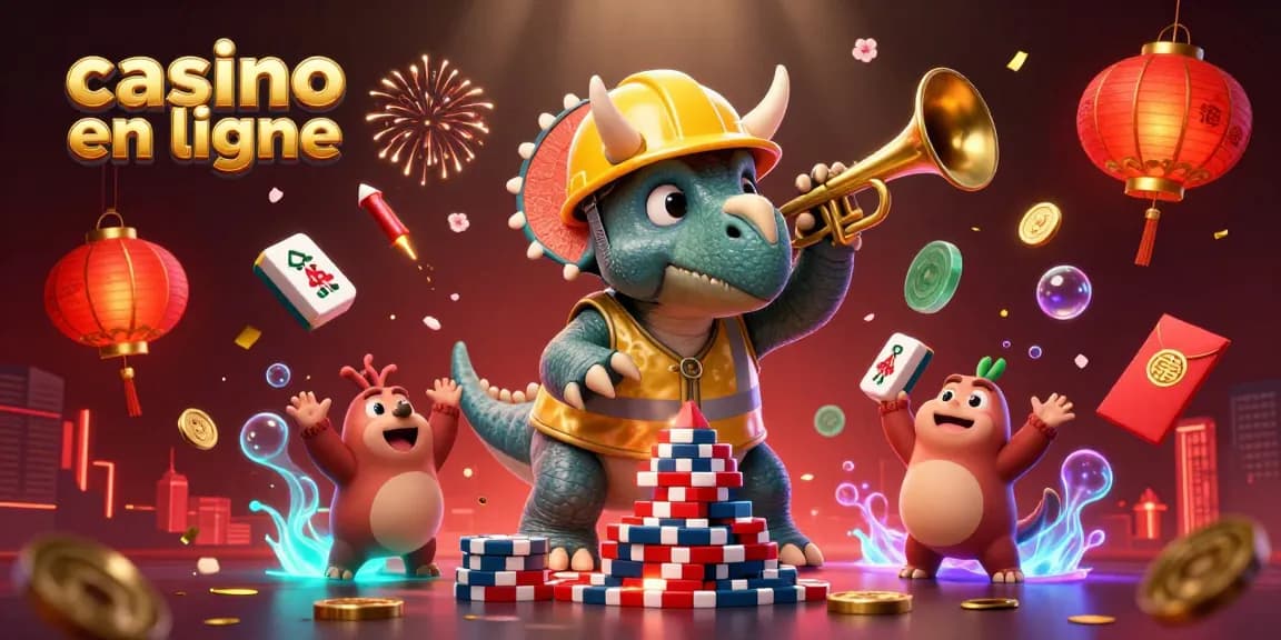 Gagnez au casino en ligne avec des animations dynamiques, des jetons de poker et des lanternes chinoises.