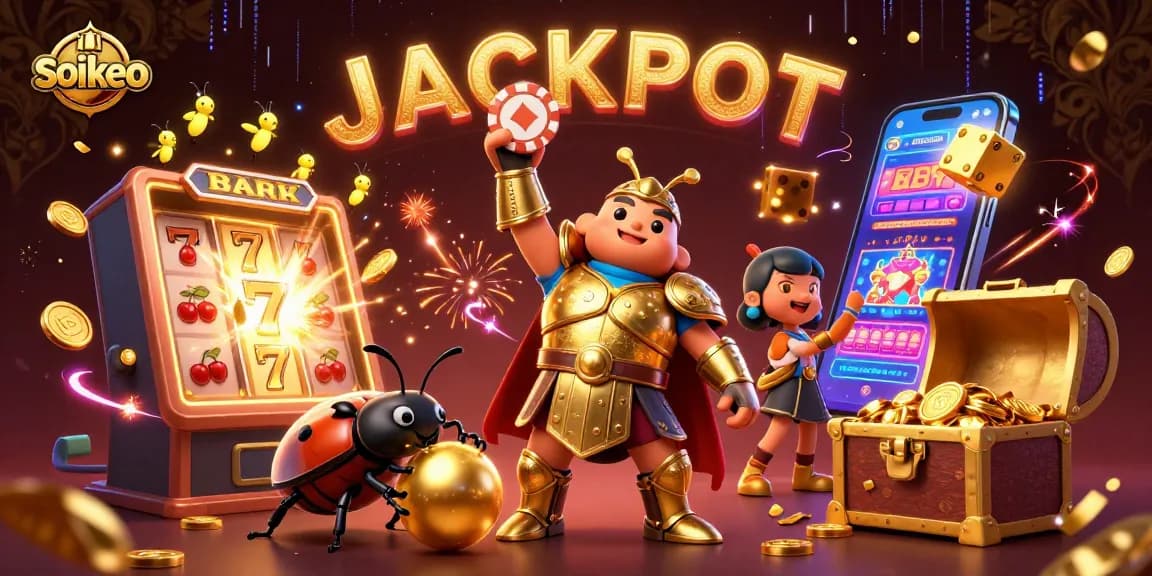 Engage with soikeo's thrilling casino experience featuring a golden beetle champion in action.