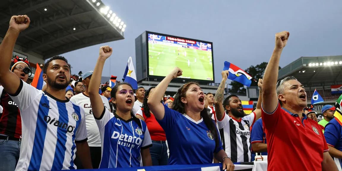Kooralive fans cheering during a live football match in a vibrant stadium atmosphere.