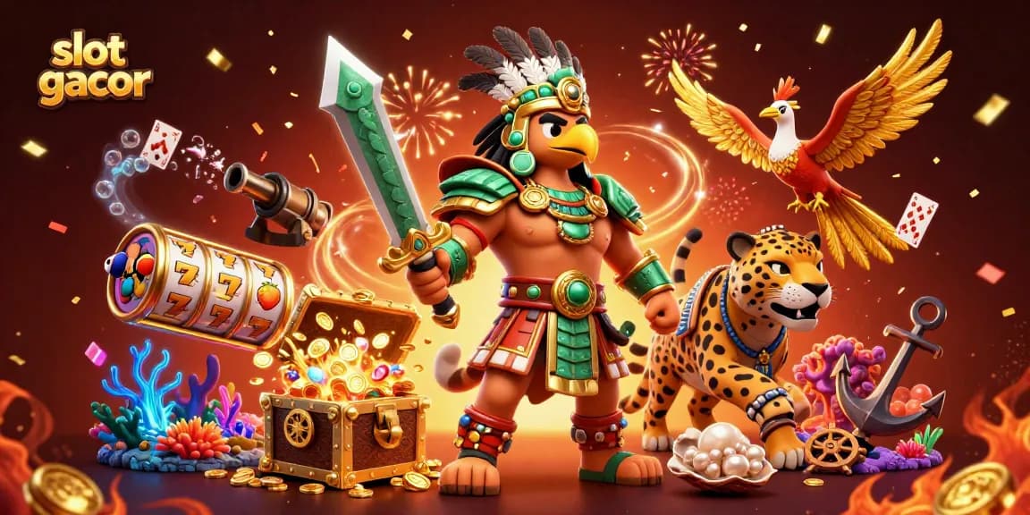 slot gacor menampilkan petualangan slot dengan gulungan dan karakter Aztec yang berani.