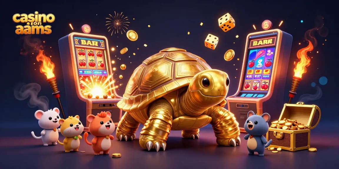 I migliori casino non AAMS con jackpot e giochi emozionanti in un'illustrazione vivace di animali e macchine da gioco.