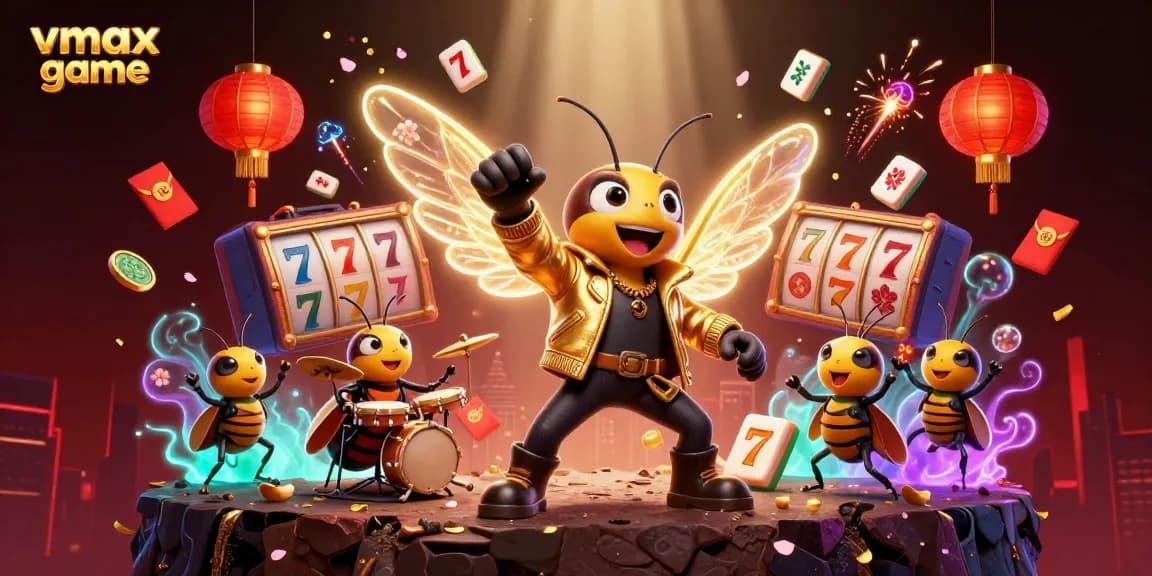 Experience vmax game casino excitement with vibrant slot elements and chrome glimmers in this dynamic 3D illustration.