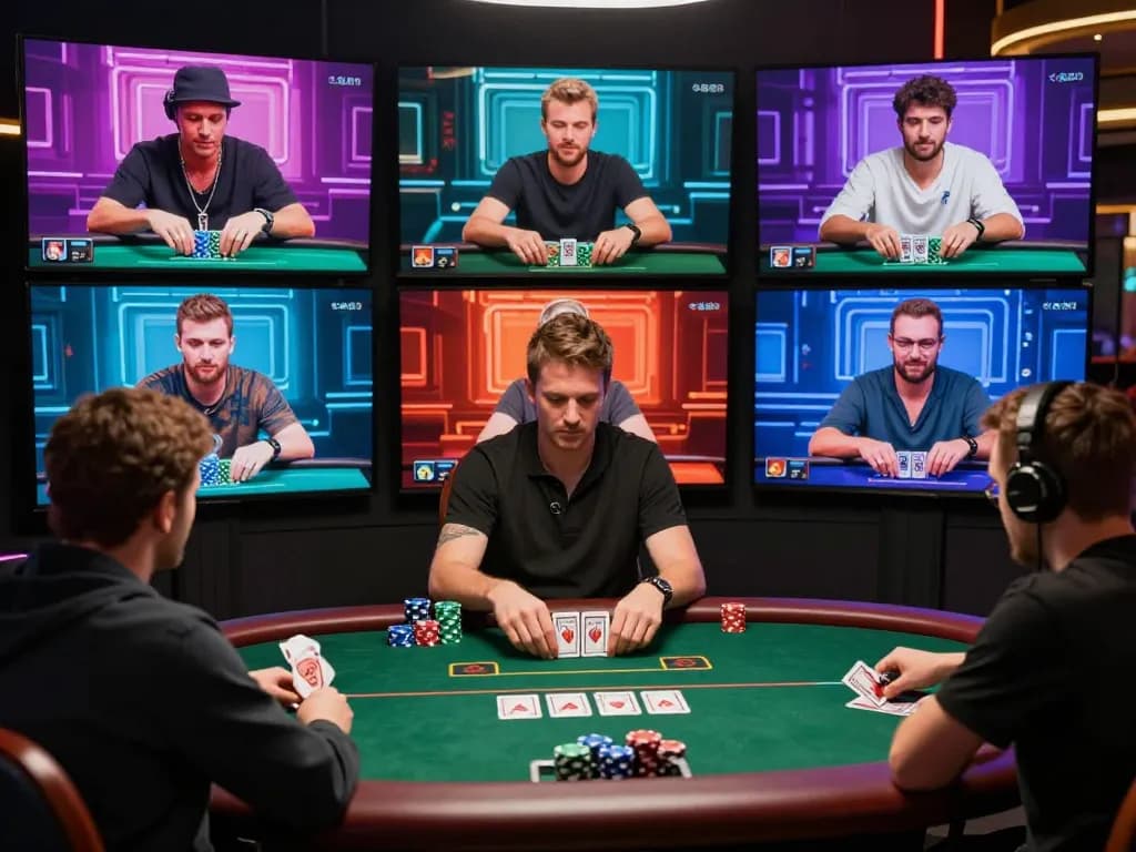 Players engage competitively in an online poker game at jagoan86, showcasing dynamic gameplay and excitement.