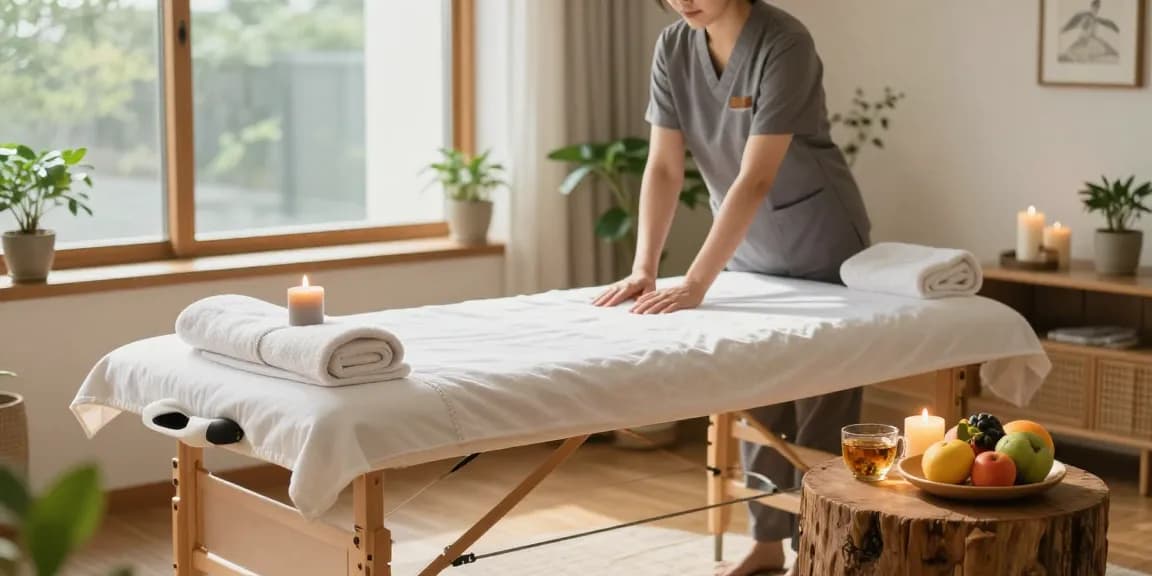 Comfortable home massage setup for 종로출장안마 with soothing elements.
