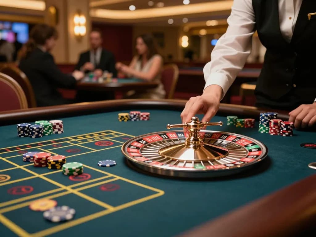 Betting at roulette in a luxurious casino setting, highlighting https://vb88.llc/ gaming excitement.