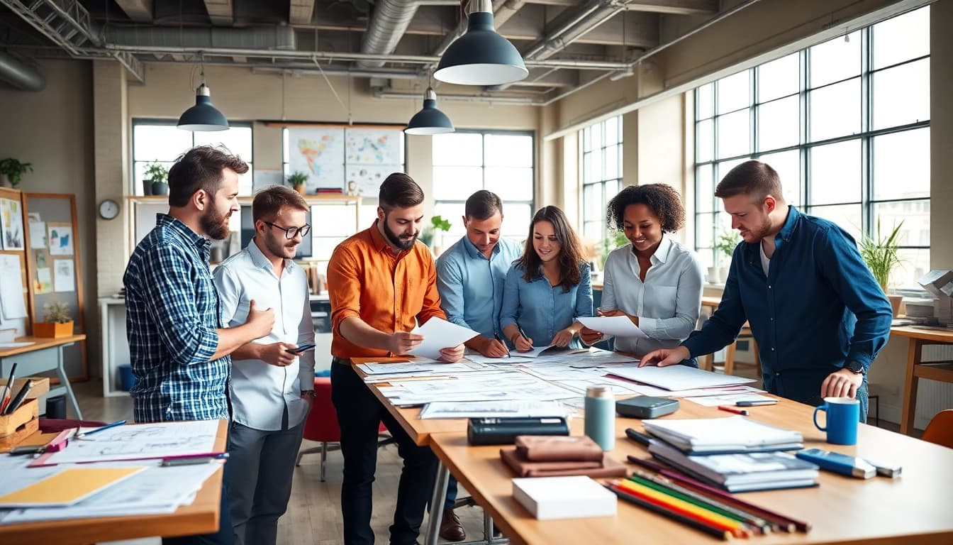 Collaboration at https://bestdesignersintheworld.com/ showcasing innovative design work in bright workspace.