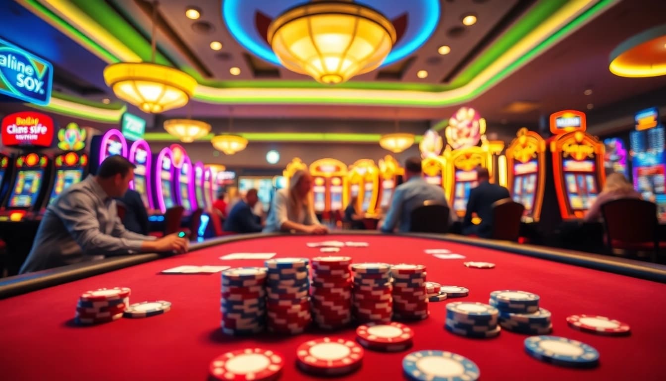Menggali peluang dengan Akun Depo 5k dalam suasana kasino yang meriah dan aktif.
