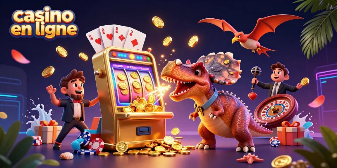 Le casino en ligne en fête avec un pachycéphalosaure et un ankylosaure, jackpots éclatants.