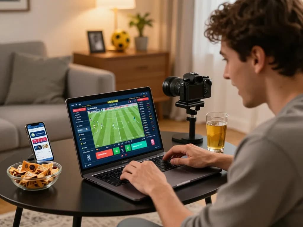 Socolive platform showcases live sports betting excitement on a laptop, enhancing home entertainment experience.