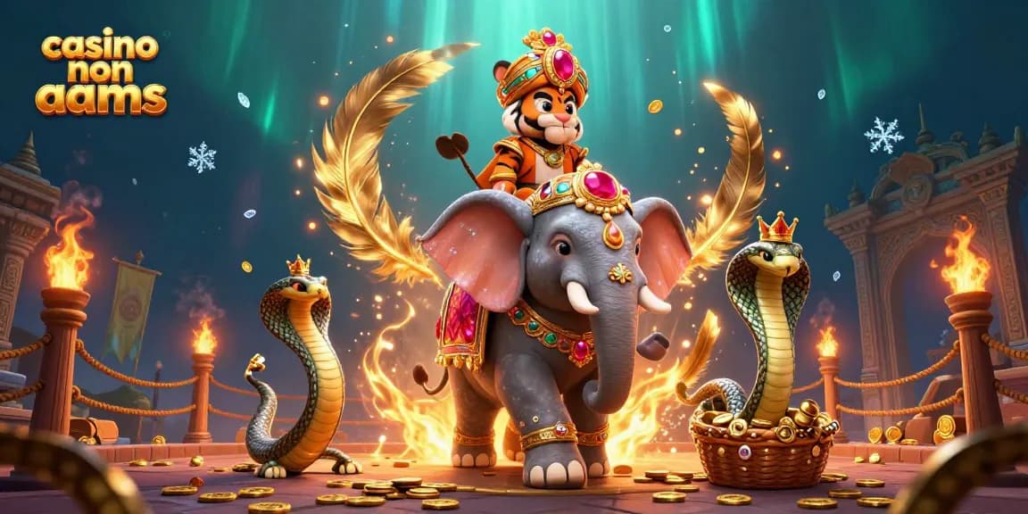 Gioca con i grandi nel casino non AAMS, esplorando premi in oro tra tigri e elefanti regalmente decorati.