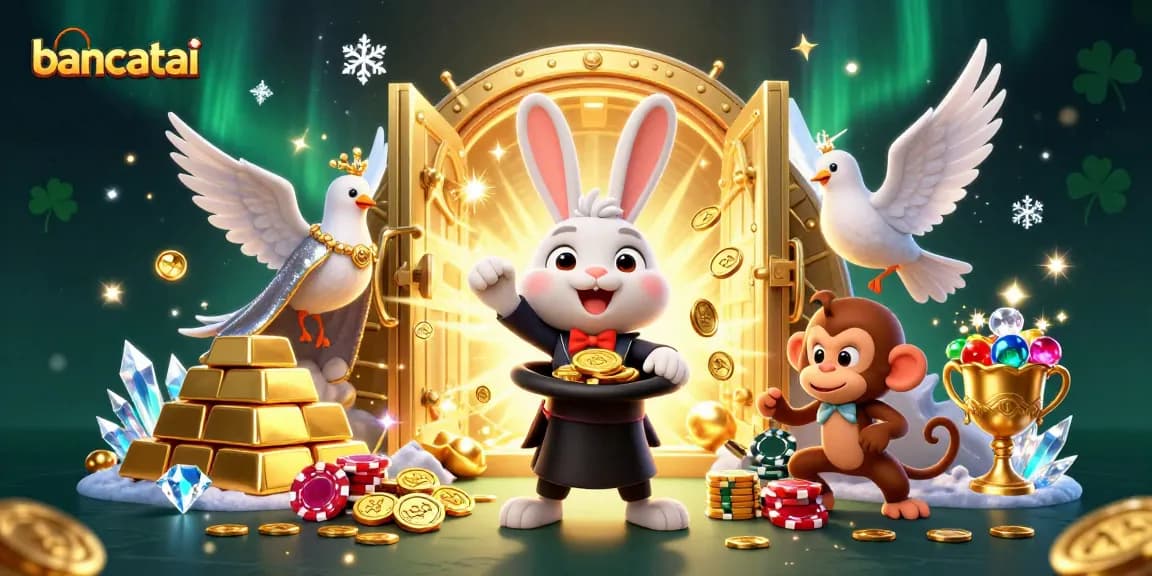 Bancatai brings excitement as a magician rabbit reveals treasures and thrills in a vibrant casino scene.