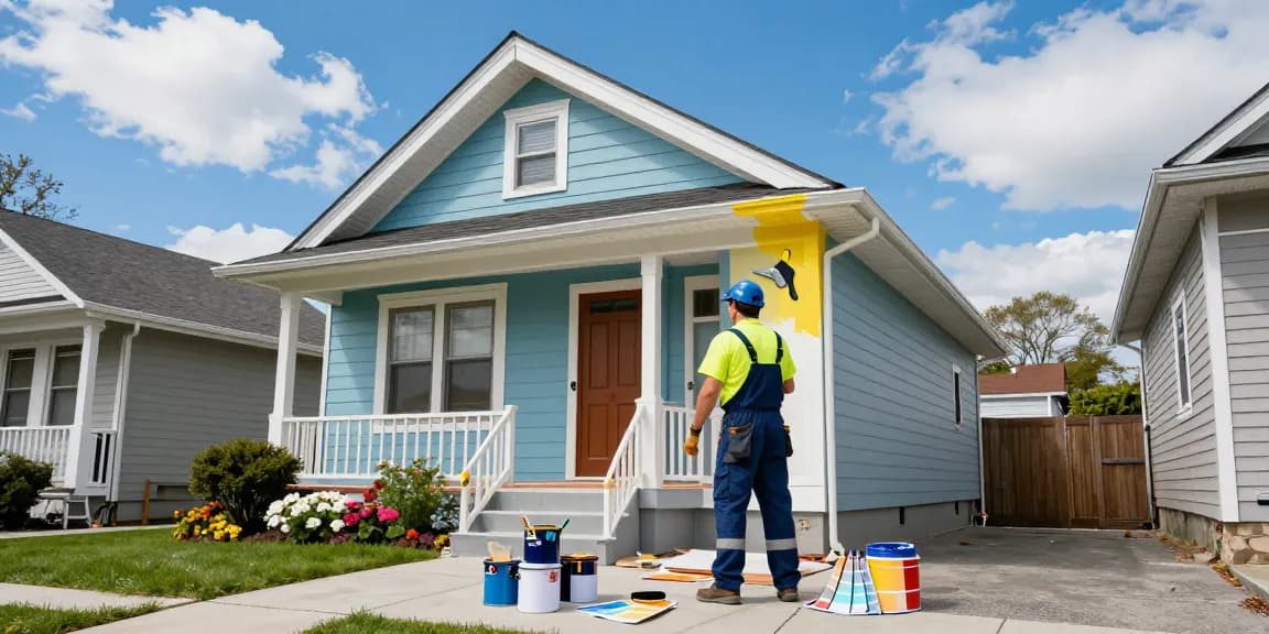 The scene shows professional painters in Washington County OR enhancing a Portland home’s exterior, showcasing vibrant colors and care by ESP Painting.