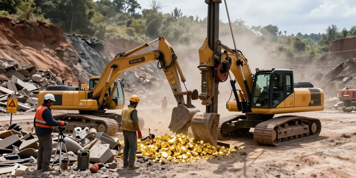 NAGA2000 equipment in action at a gold mining site with workers and machinery