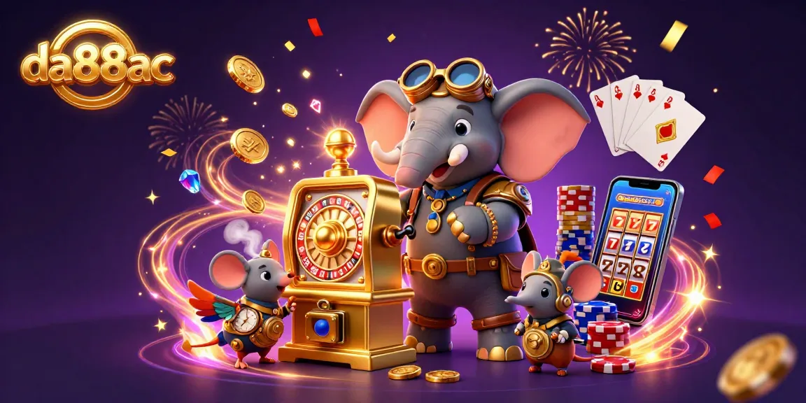 Win big at da88ac with a vibrant steampunk-themed casino illustration filled with dynamic slot and roulette action.
