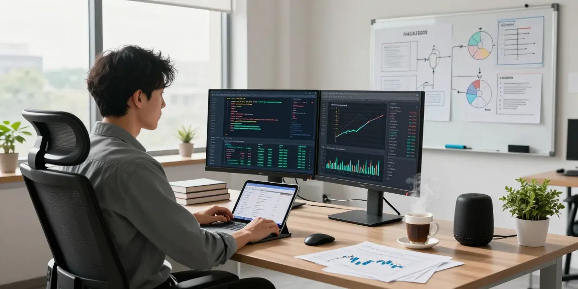 Analyzing NAGA2000 performance metrics in a tech-focused workspace with dual monitors and data visualizations.