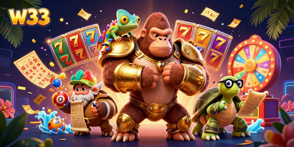 Play exciting w33 pokies with engaging themes and dynamic visuals in a vibrant casino scene.