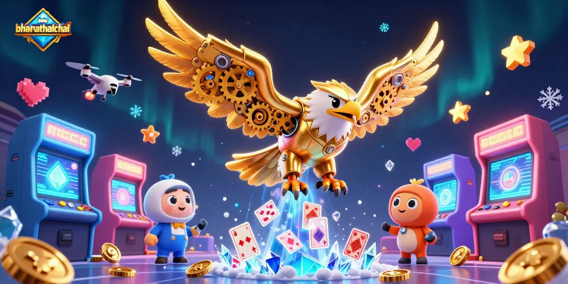 Experience thrilling gameplay with bharathalchal featuring a golden eagle amidst dazzling casino elements.